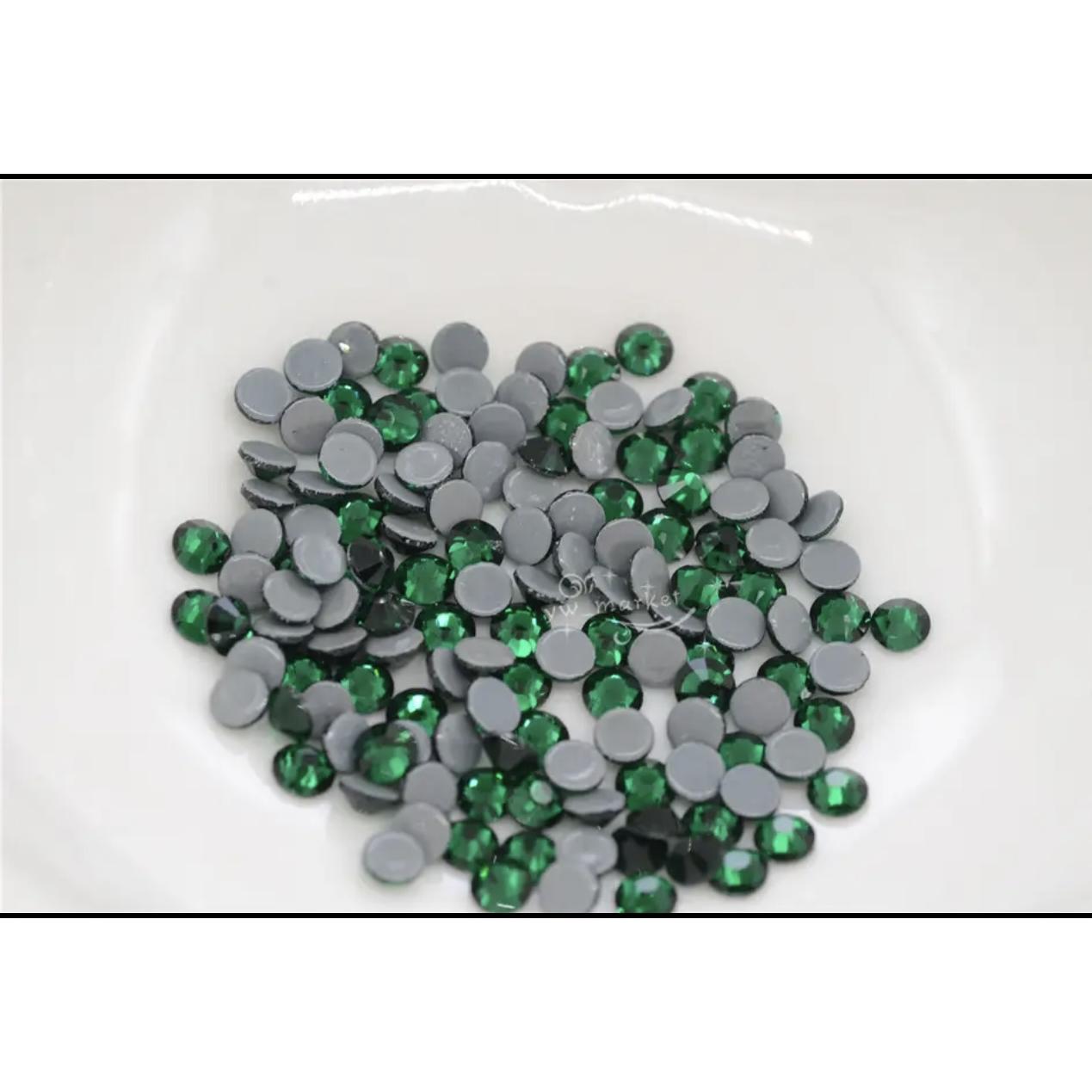 green  series  Hotfix rhinestones Flatback Crystal Iron On Round Stones for clothing Decoration Crafts  Dress diamond