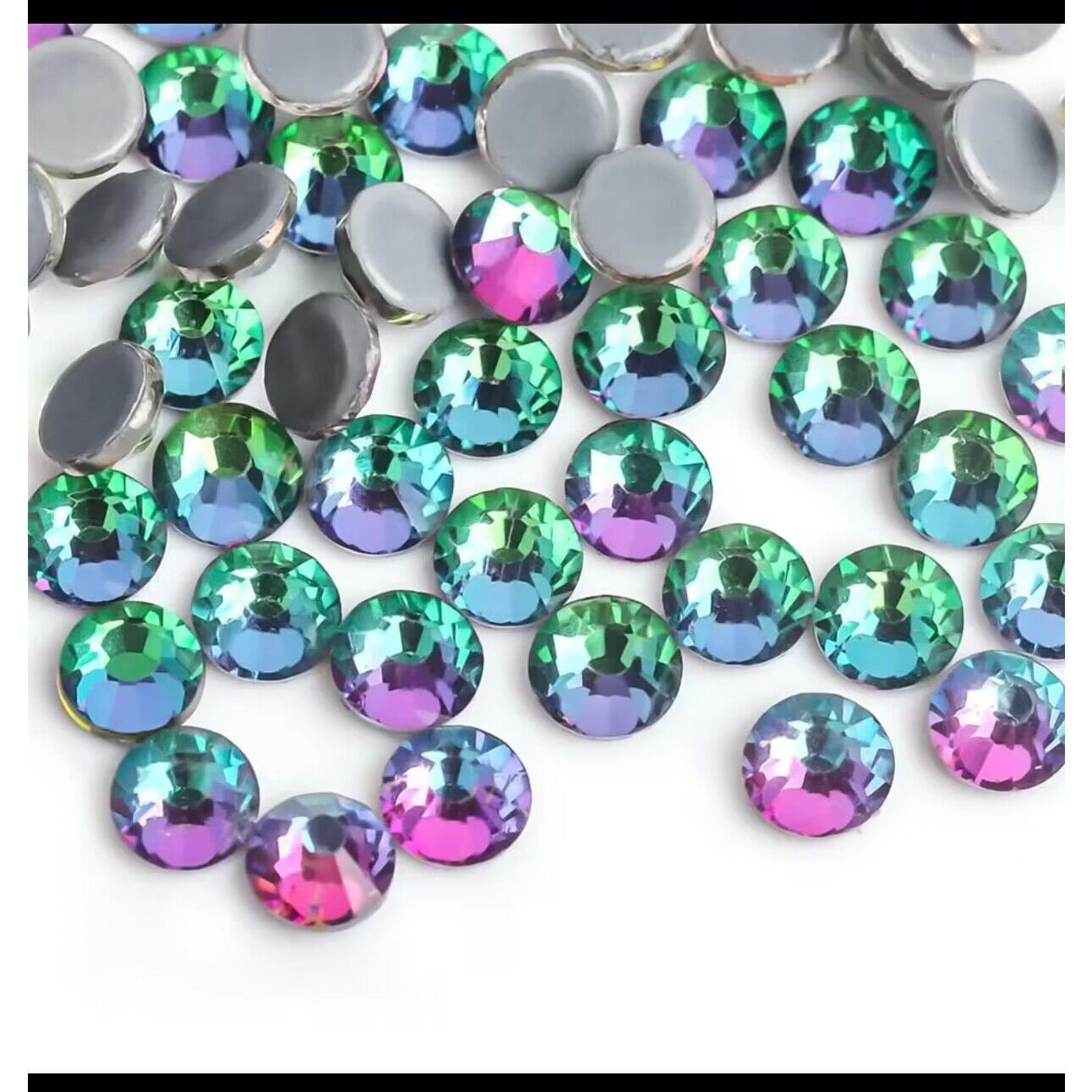 green  series  Hotfix rhinestones Flatback Crystal Iron On Round Stones for clothing Decoration Crafts  Dress diamond