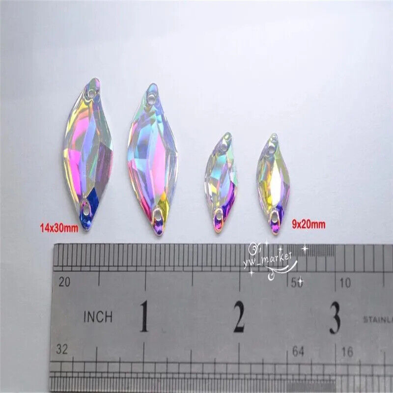 S Shape Crystal AB Resin Stones Rhinestones FlatBack Costume Dress Sew on