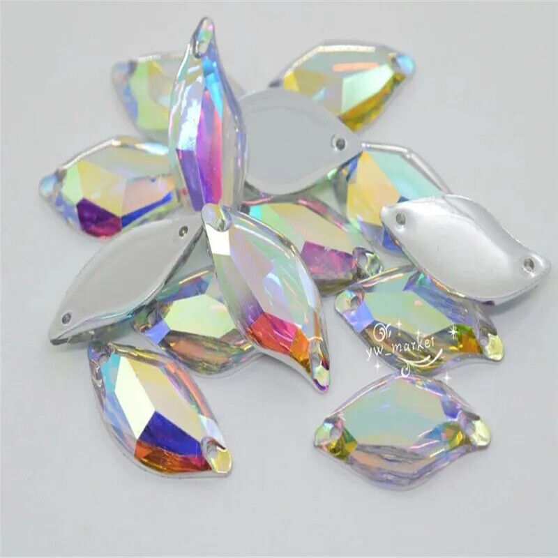 S Shape Crystal AB Resin Stones Rhinestones FlatBack Costume Dress Sew on