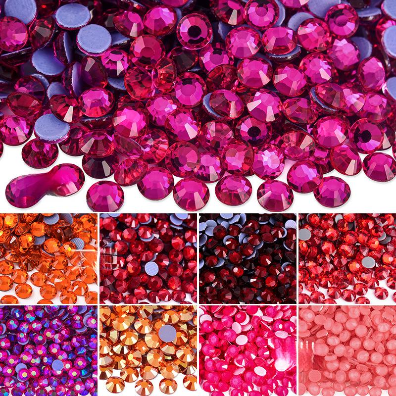 red series Hotfix rhinestones Flatback Crystal Iron On Round Stones for clothing Decoration Crafts  Dress diamond