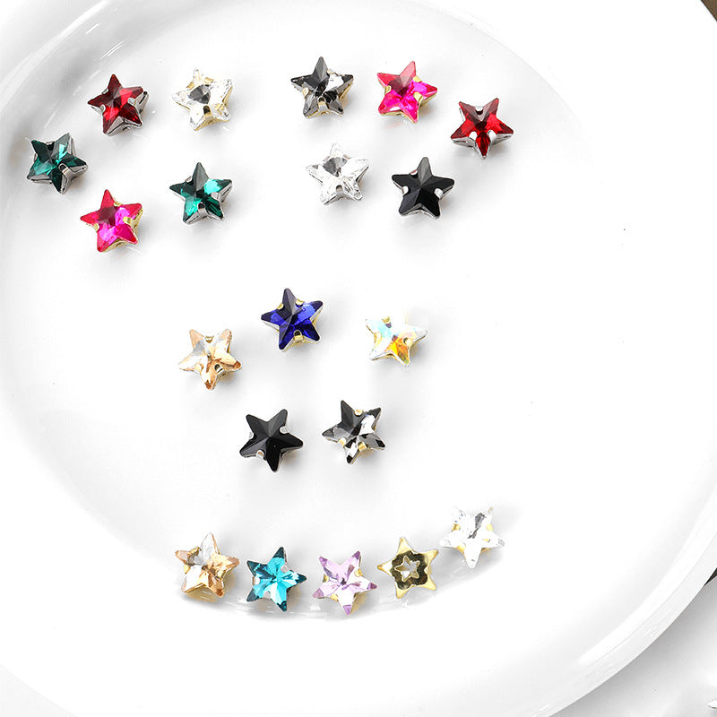 10mm Star Crystal Plated Rhinestone Glue On Stars Multiple Color Glass Beads Jewelri Make 100pcs