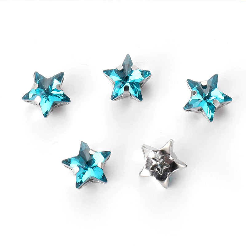 10mm Star Crystal Plated Rhinestone Glue On Stars Multiple Color Glass Beads Jewelri Make 100pcs