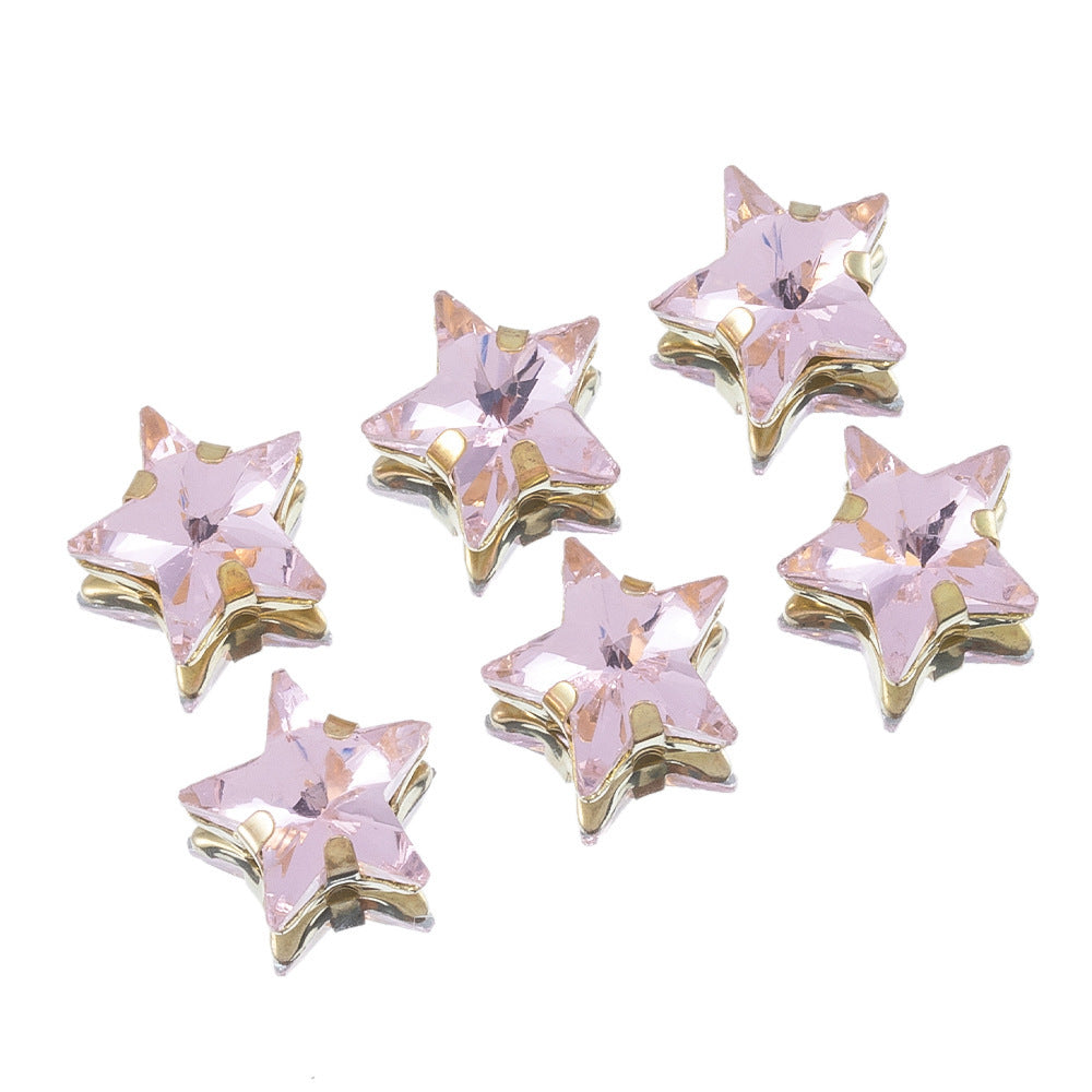 10mm Star Crystal Plated Rhinestone Glue On Stars Multiple Color Glass Beads Jewelri Make 100pcs