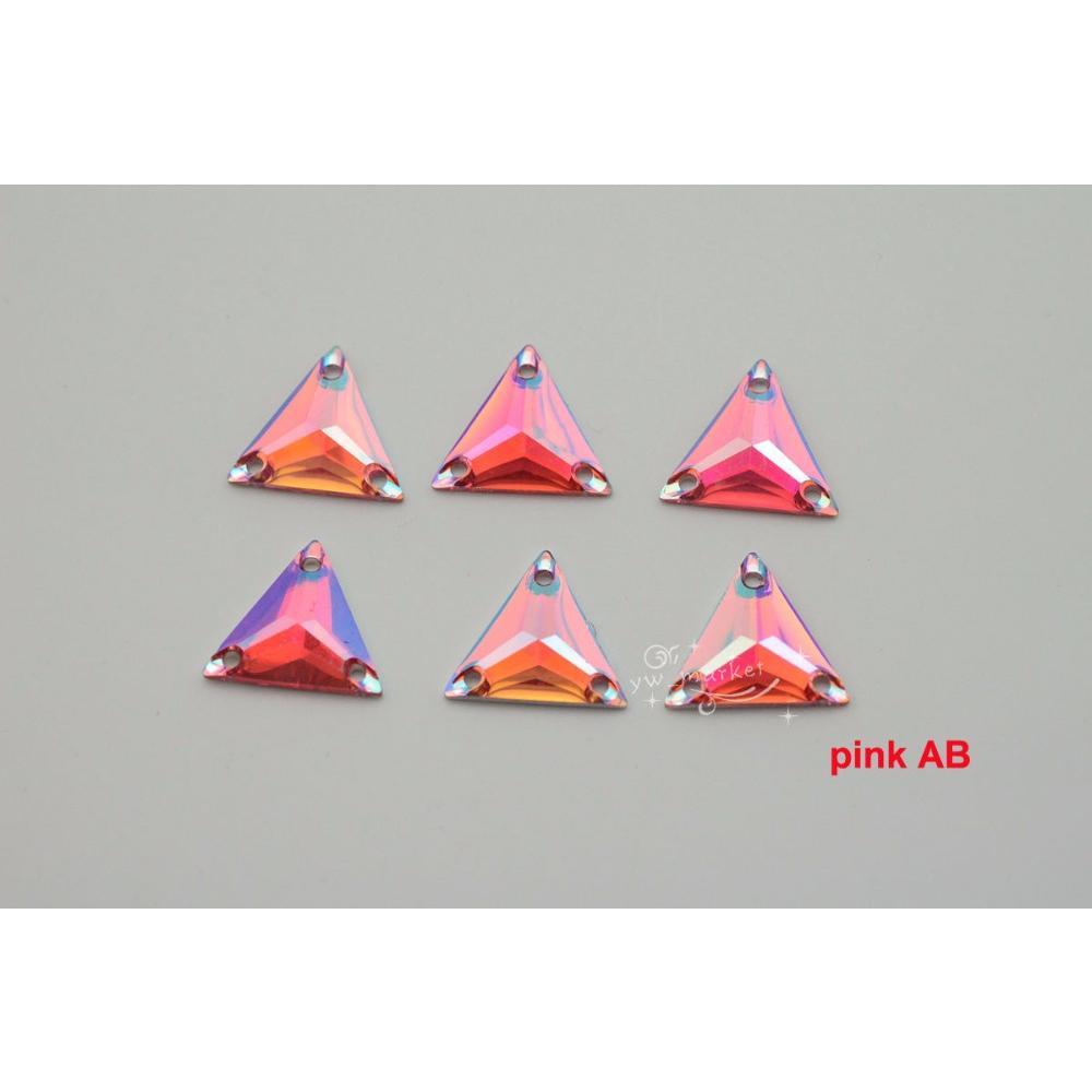 16mm Acrylic beads Triangle Color AB Sew On Flat Back  clothes  sew on dress diy