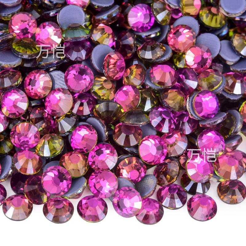 purple series  Hotfix rhinestones Flatback Crystal Iron On Round Stones for clothing Decoration Crafts  Dress diamond