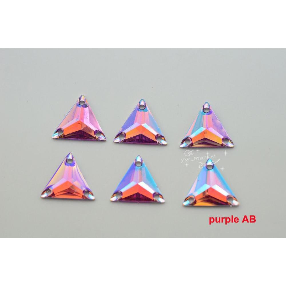 16mm Acrylic beads Triangle Color AB Sew On Flat Back  clothes  sew on dress diy