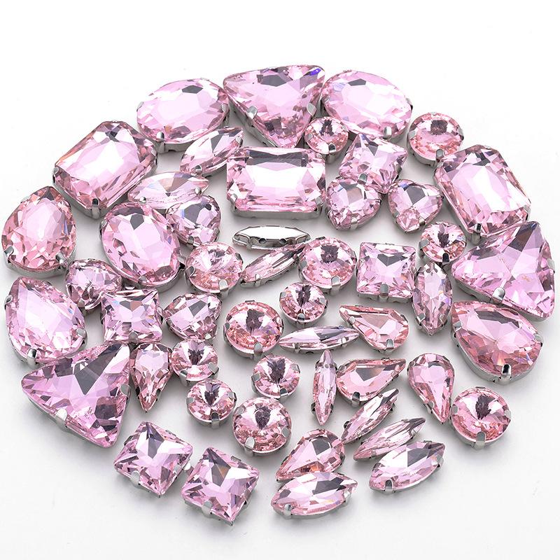 white k claw 50pcs Color Mixed Shape Sew on Glass Rhinestone  Crystal Buckle Diy Wedding Decoration Clothes Shoe Dress