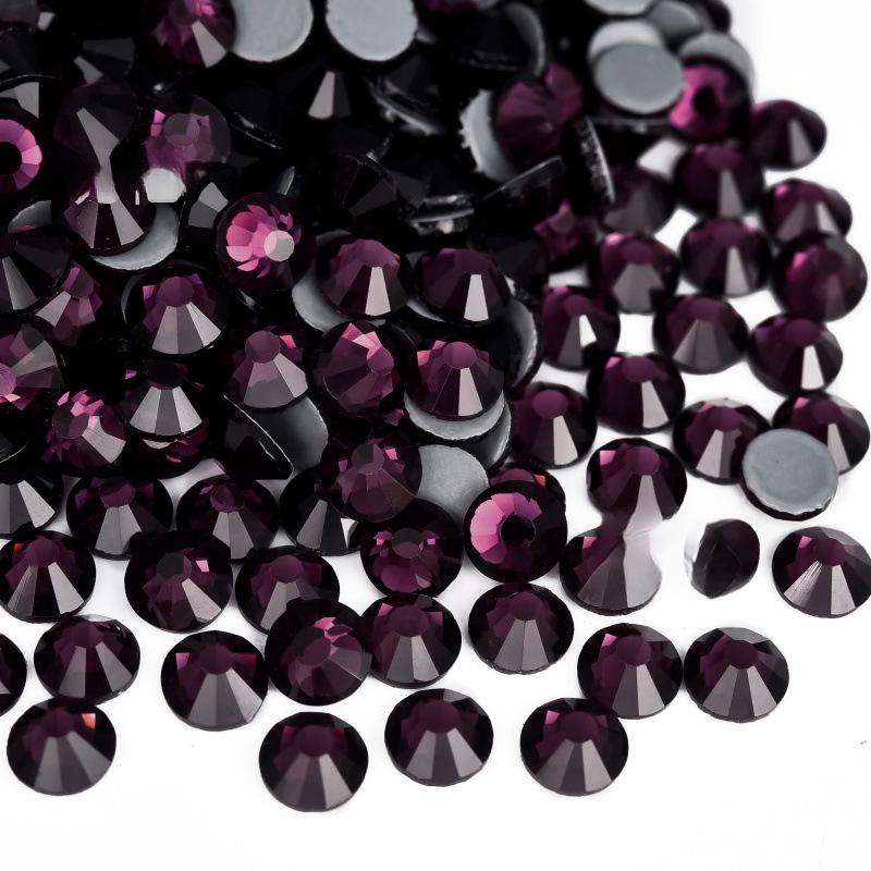 purple series  Hotfix rhinestones Flatback Crystal Iron On Round Stones for clothing Decoration Crafts  Dress diamond