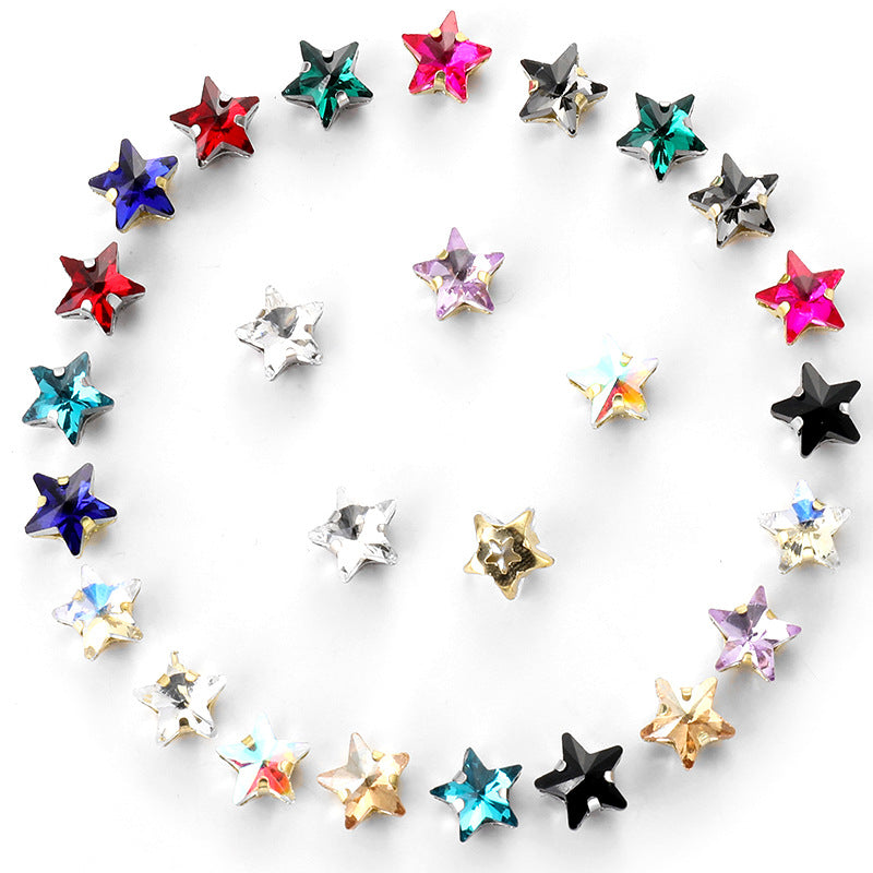 10mm Star Crystal Plated Rhinestone Glue On Stars Multiple Color Glass Beads Jewelri Make 100pcs