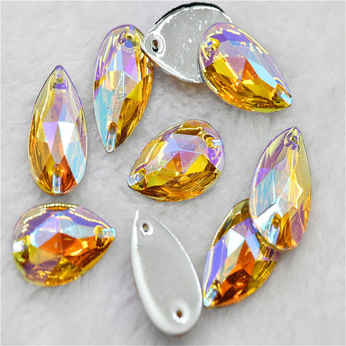 Resin Flatback Teardrop rhinestones Crystals AB Stones sew on dress clothes DIY