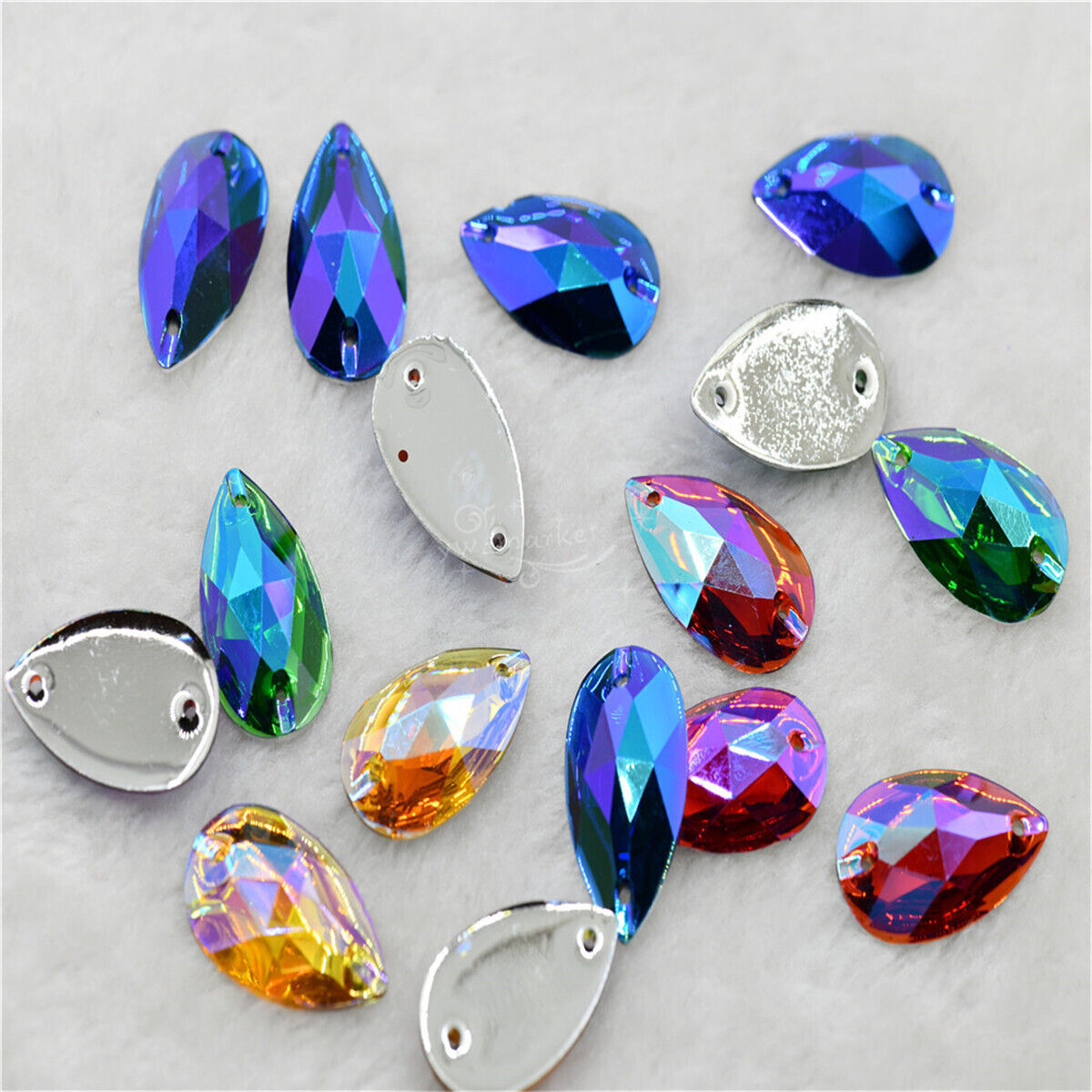 Resin Flatback Teardrop rhinestones Crystals AB Stones sew on dress clothes DIY