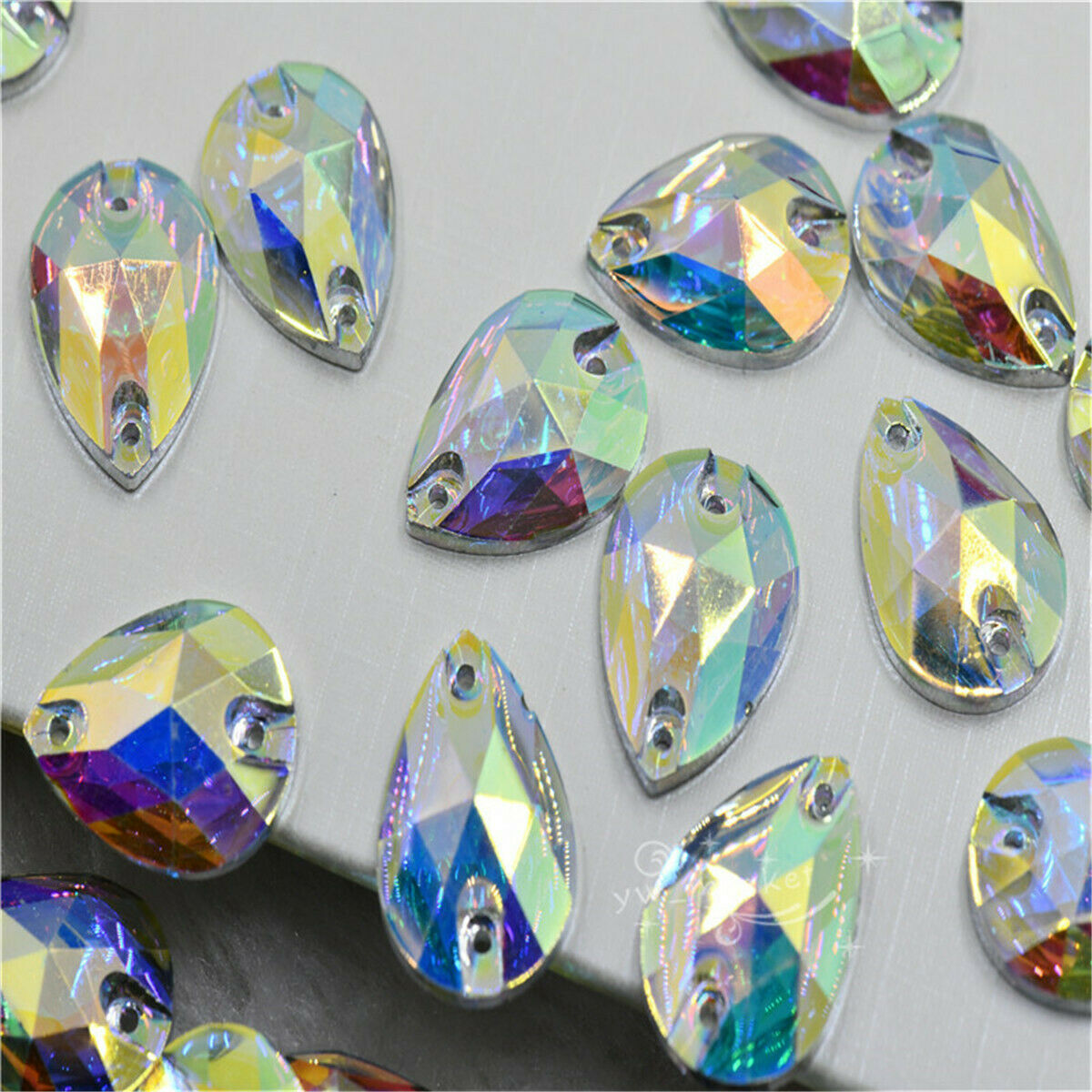 Resin Flatback Teardrop rhinestones Crystals AB Stones sew on dress clothes DIY