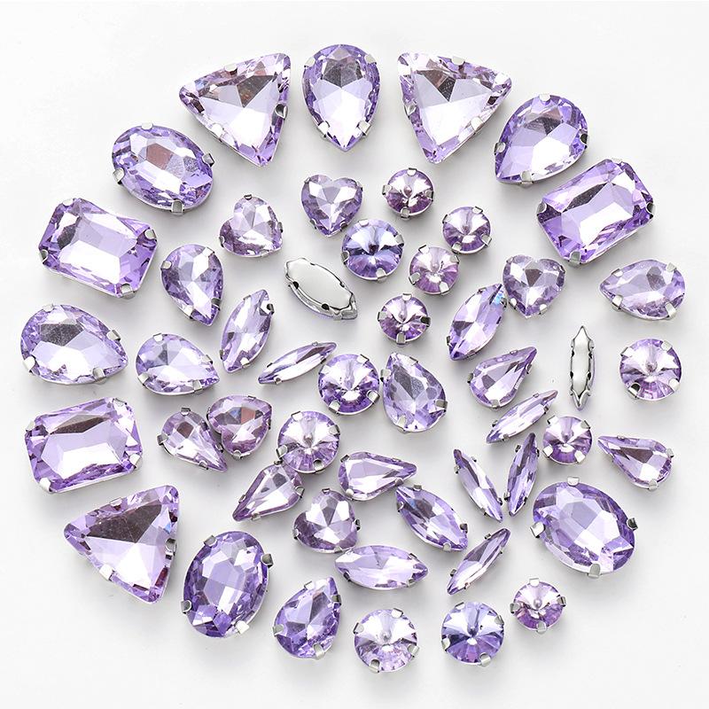 white k claw 50pcs Color Mixed Shape Sew on Glass Rhinestone  Crystal Buckle Diy Wedding Decoration Clothes Shoe Dress