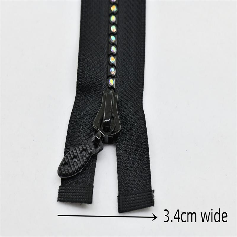 1pcs 60cm A grade AB Rhinestone zipper black white green color for clothes sew on open end