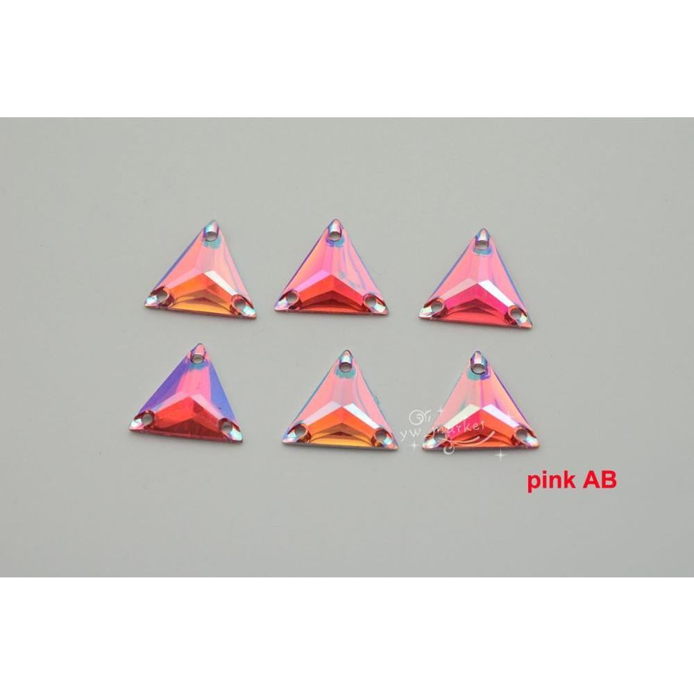 16mm Acrylic beads Triangle Color AB Sew On Flat Back  clothes  sew on dress diy