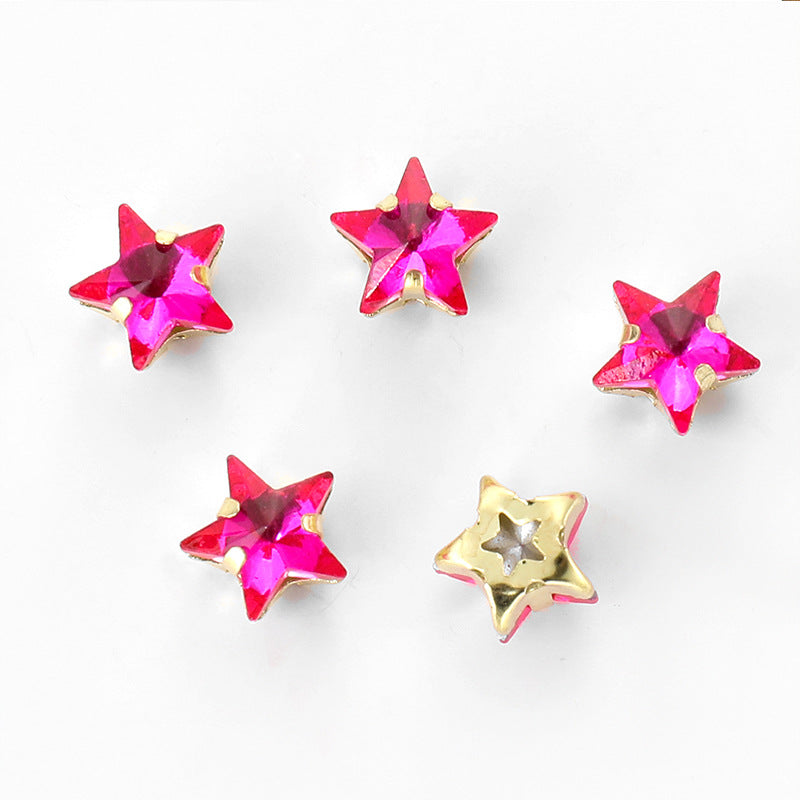 10mm Star Crystal Plated Rhinestone Glue On Stars Multiple Color Glass Beads Jewelri Make 100pcs