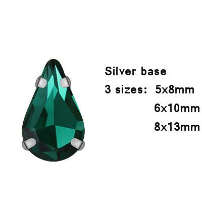 Colorful Teardrop Glass Crystal Sew on Rhinestones with Silver Claw Sew On Gemstones for Clothing Accessories