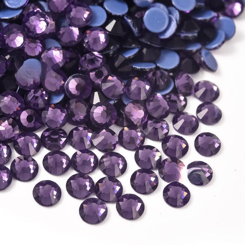 purple series  Hotfix rhinestones Flatback Crystal Iron On Round Stones for clothing Decoration Crafts  Dress diamond