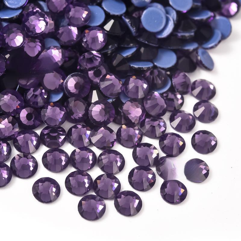 purple series  Hotfix rhinestones Flatback Crystal Iron On Round Stones for clothing Decoration Crafts  Dress diamond