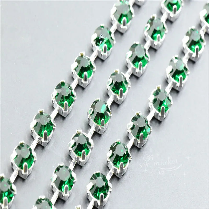 Rhinestones Chain silver claw for clothes sewing Jewelry making  6mm,8mm crystal ab strass trimming