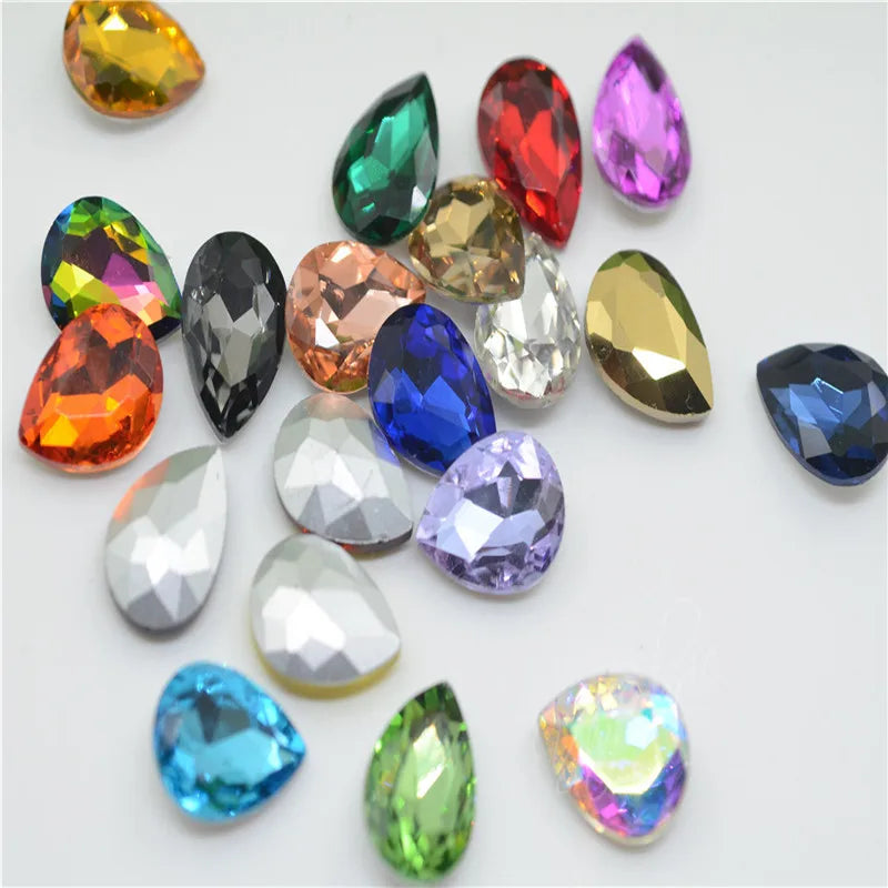 Wholesale teardrop crystal Crafts Pointback Glue on Bulk stones Garment rhinestones Jewelry Accessories 30x40mm 20x30mm