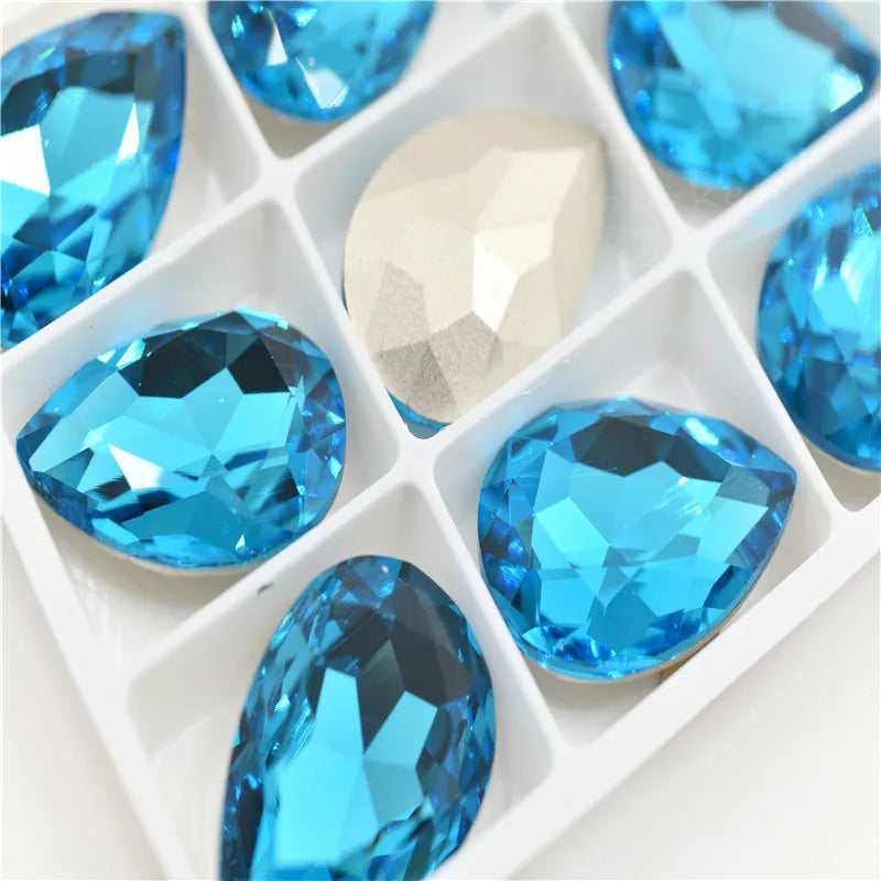 k9 glass crystal Rhinestones Pointback teardrop  super glitter crafts  Wedding Dress Beads For Jewelry Making