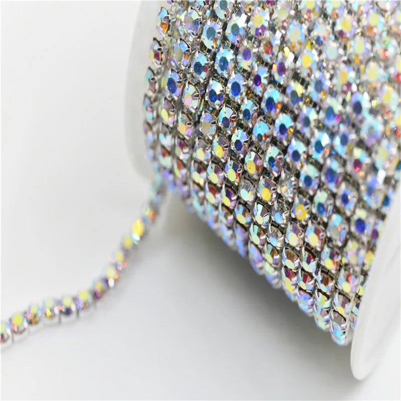 rhinestone chains crystal ab cup silver gold applique trims sew on  dress Accessories 10yards