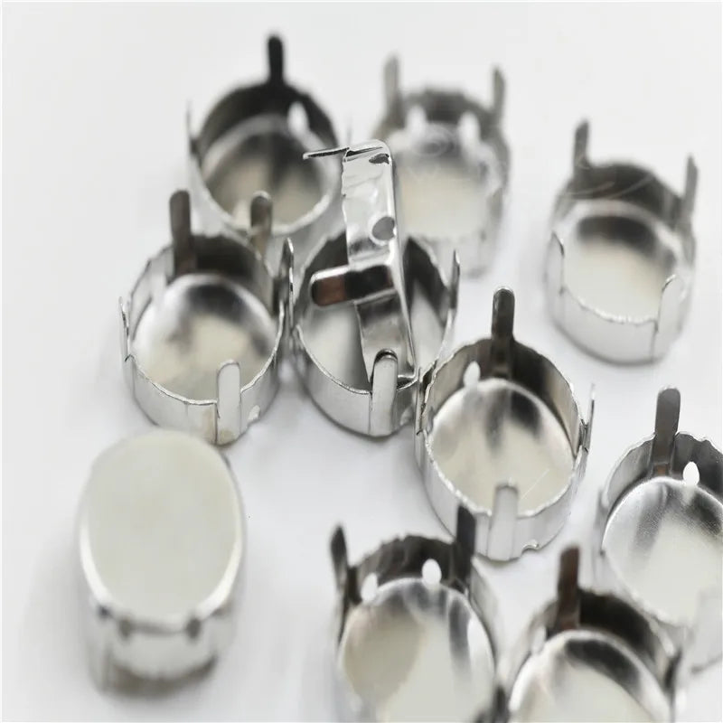 Strong  Empty  Rhinestone Claw Setting  for Jewellery Soldering Silver Teardrop oval navett round