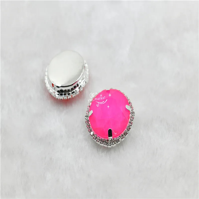 27mm round fluorescence Color crystals rhinestone with silver claw Buttons  Jewelry making dress sewing