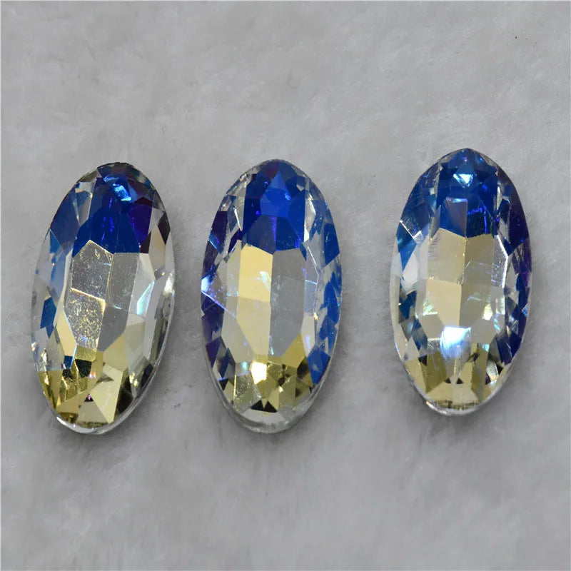 Moonlight color Droplet  Home Decoration Rhinestones Glass  Rivoli Navette  Glue on jewels  Crafts 20x30mm 17x32mm