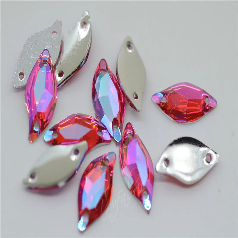 Resin Stones Rhinestones S Shape  AB Acrylic  FlatBack  Strass Gems for Costume Dress Sew on  9x20mm