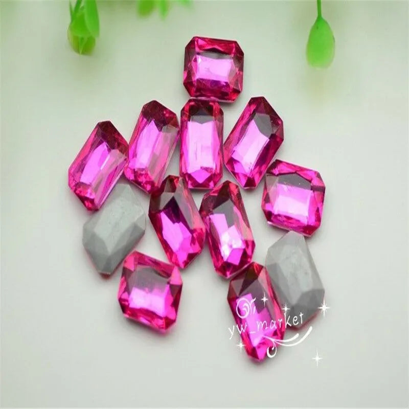 Rectangle Glitter Loose Beads Glass Crystal Pointed Back Fancy Stones Strass Rhinestone For Clothes Shoes DIY