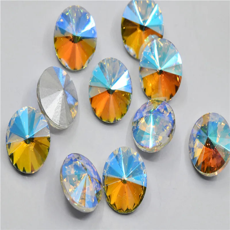 crystal glue on rhinestone crystal appliques glass pointback Paradise Shine color  DIY BEAD jewelry  Needlework accessories