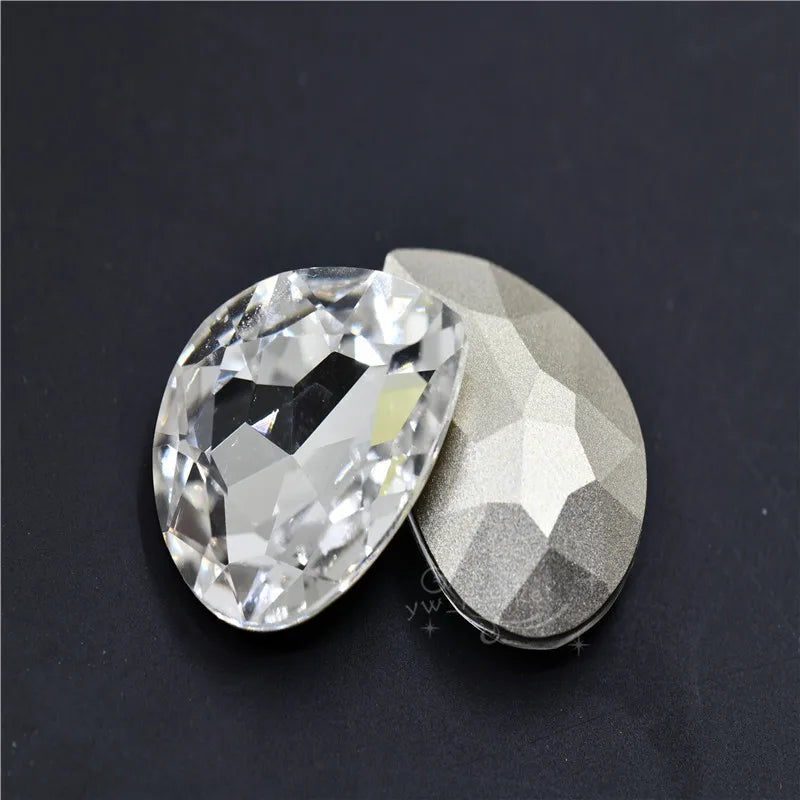 k9 crystal rhinestones clear Navette Round  point back glass stones jewels beads for crafts