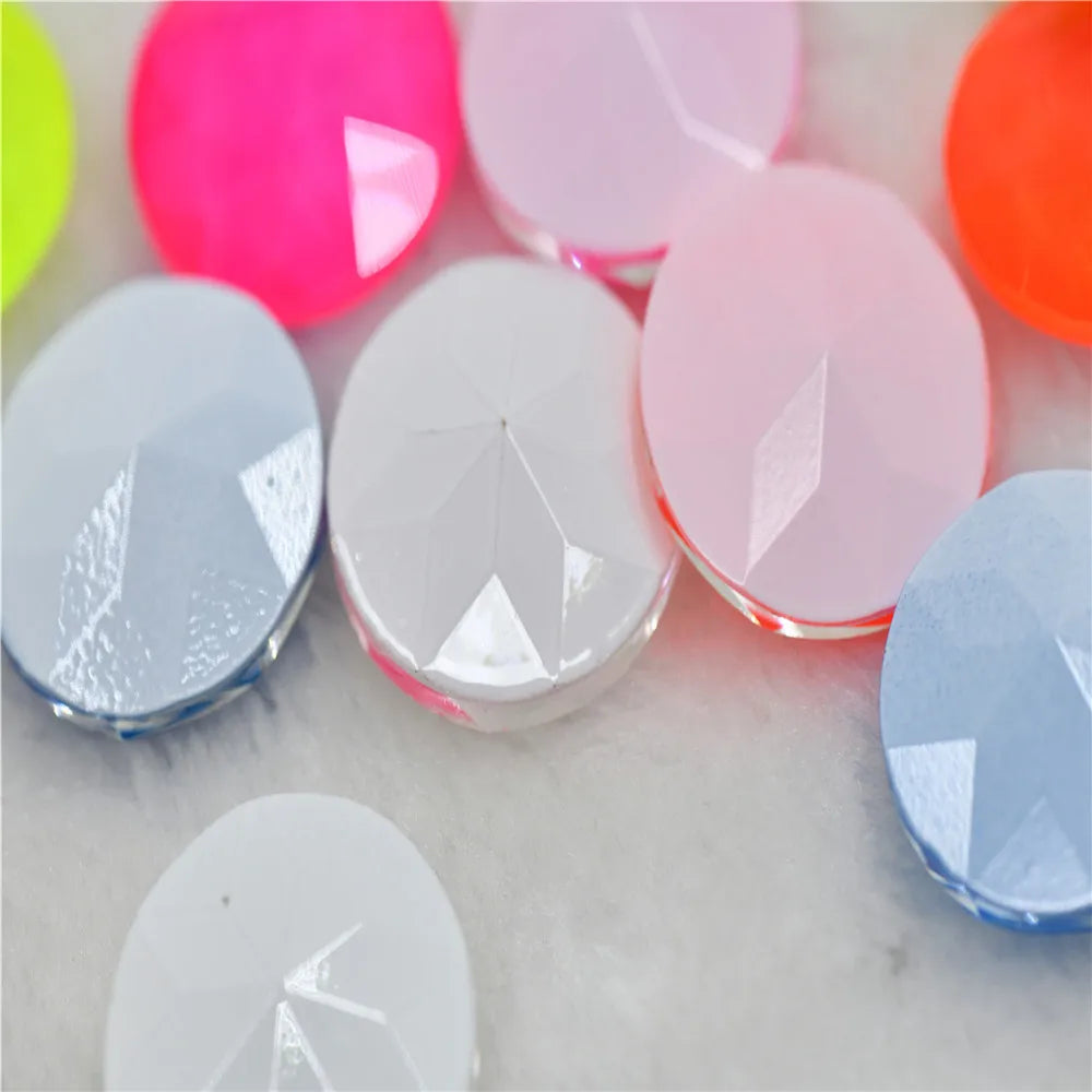 27mm Neon color gem flowers shape round  large stones Jewels making  beads rhinestones applique  glass pintback