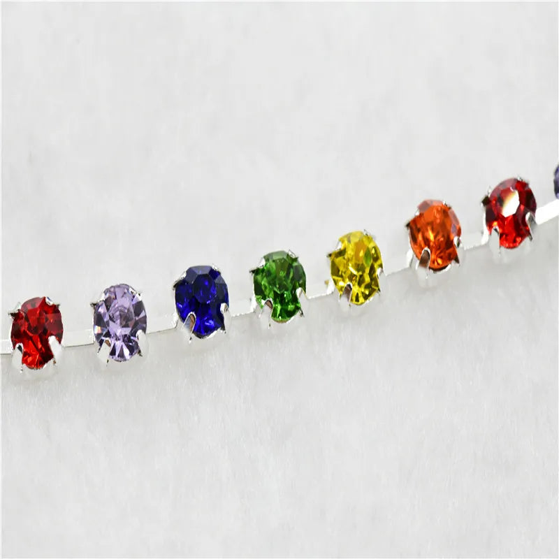 mixed color ss28 Jewelry Chain Cup Strong  Rhinestone Handmade Silver Making  With 6mm  Can Soldering