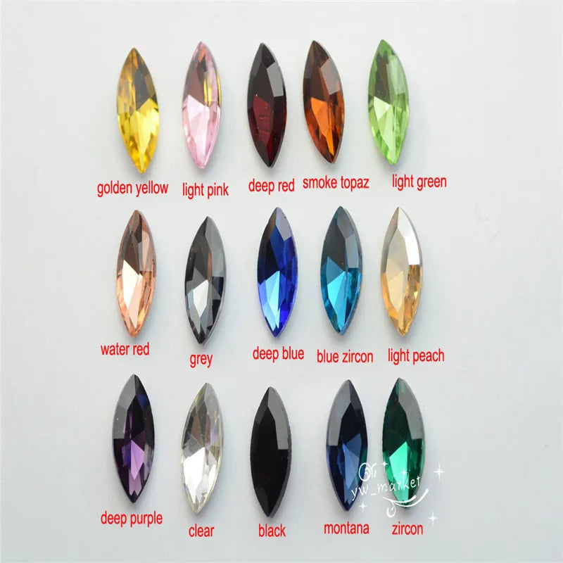 4x8mm 3x6mm 5x10mm small size navette stones glass point back jewels beads DIY Crafts Fancy Stones For Gym Suit Garment