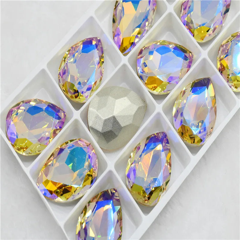 k9 glass crystal Rhinestones Pointback teardrop  super glitter crafts  Wedding Dress Beads For Jewelry Making