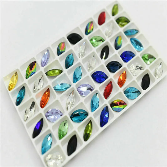 4x8mm 3x6mm 5x10mm small size navette stones glass point back jewels beads DIY Crafts Fancy Stones For Gym Suit Garment