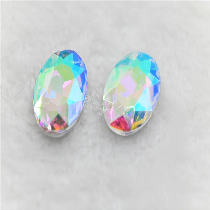 30x40mm Oval pointback rhinestones crystal glue clothing crafts  strass decoration wholesale  jewery making