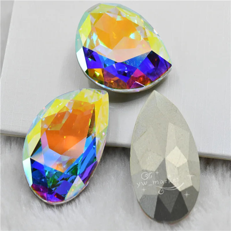 K9 crystal ab DIY beads Teardrop Pointback Glass rhinestones Stones  Jewelry Accessories Home  Decoration  High Quality