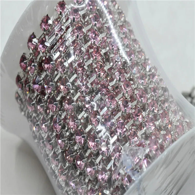 Rhinestones Chain silver claw for clothes sewing Jewelry making  6mm,8mm crystal ab strass trimming