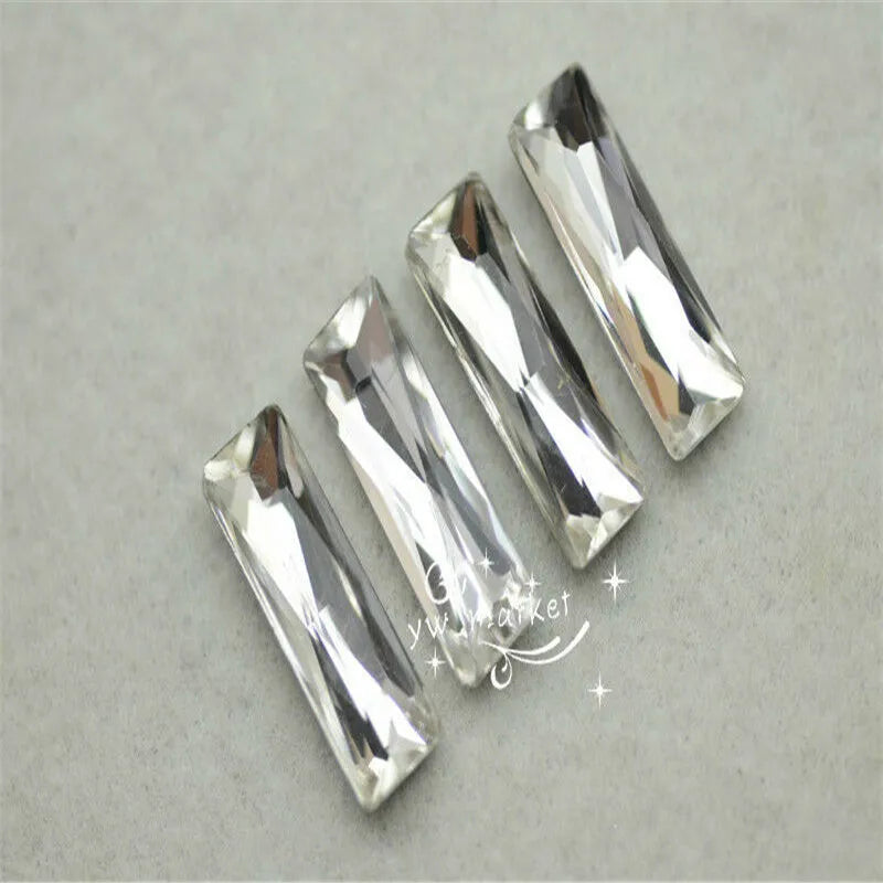 Baguette Pointback Fancy Stone Crystal AB Color Glass Crystals 7x21mm 10x30mm