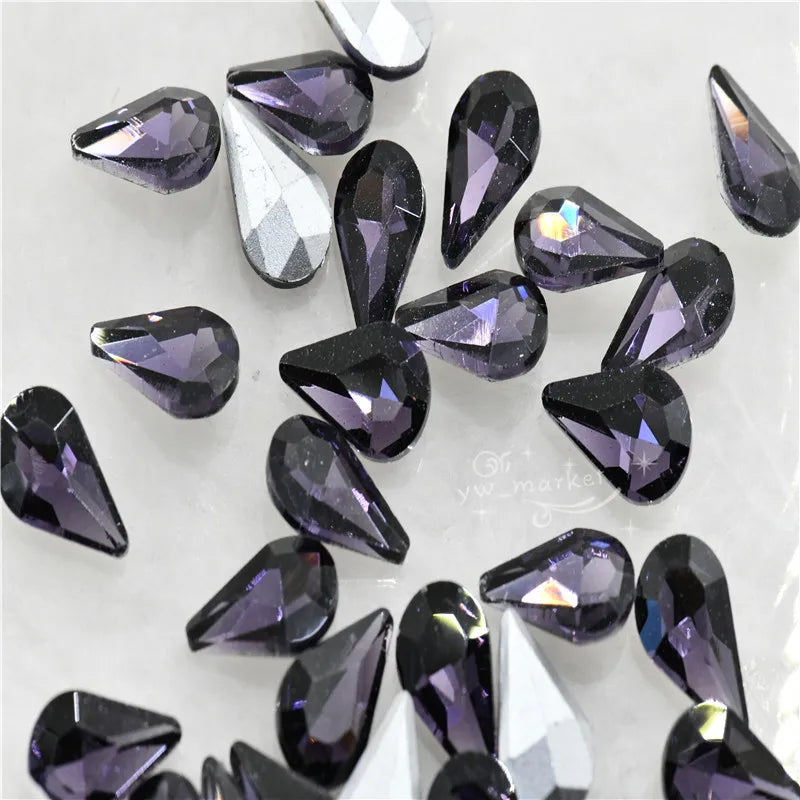 5x8mm 8x13mm glass fancy stone pointback crystal Diamante Rhinestones Droplet jewels Nail Art Decoration