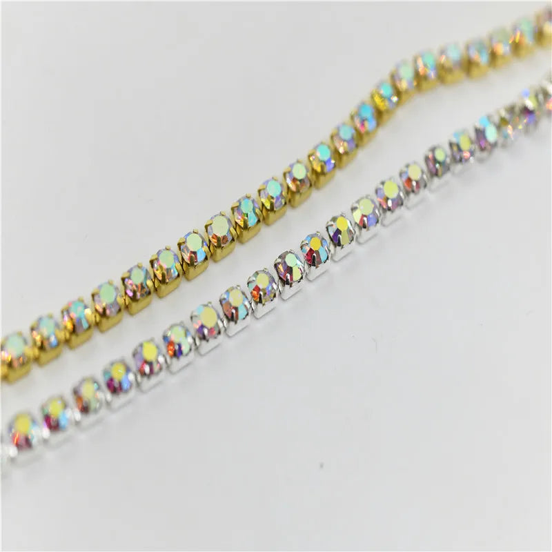 rhinestone chains crystal ab cup silver gold applique trims sew on  dress Accessories 10yards