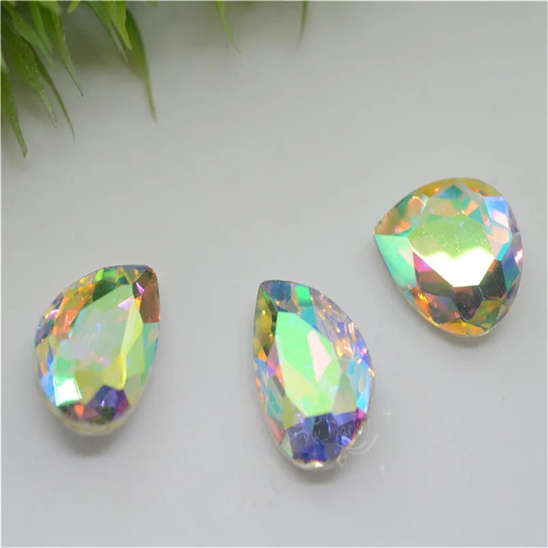 Wholesale teardrop crystal Crafts Pointback Glue on Bulk stones Garment rhinestones Jewelry Accessories 30x40mm 20x30mm