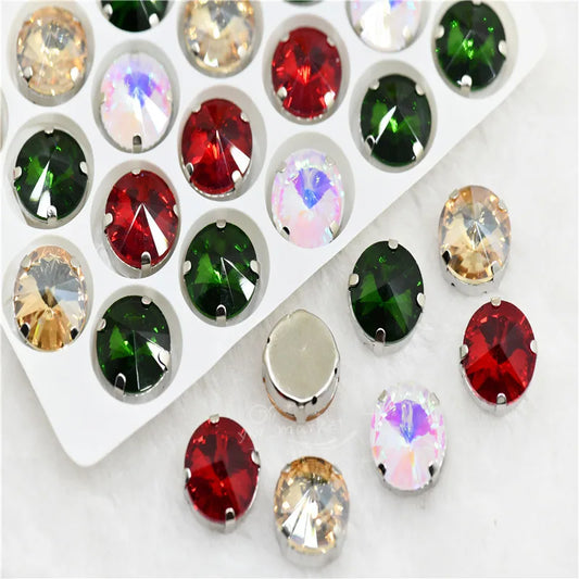 Mixed color Round shape crystal stones  with claw casing sew on wedding dress jewelry soldering 10mm 14mm 18mm