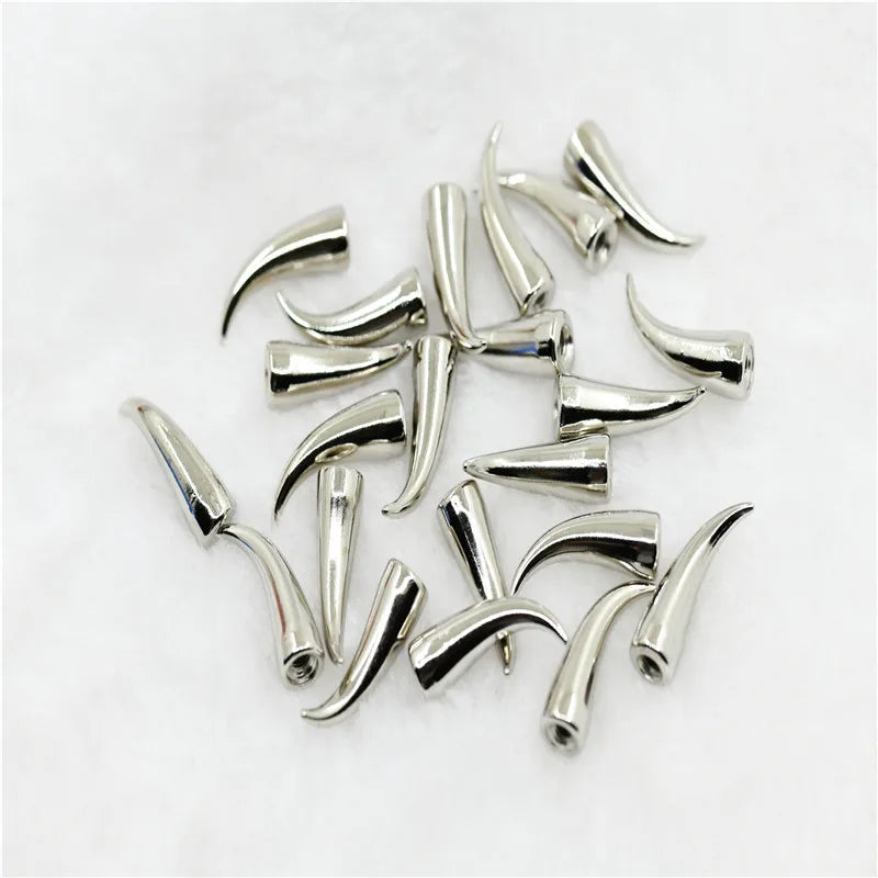 ox horn silver Punk Studs and Spikes For drag queens earrings Clothes Aluminum material use to Leather hat  by set