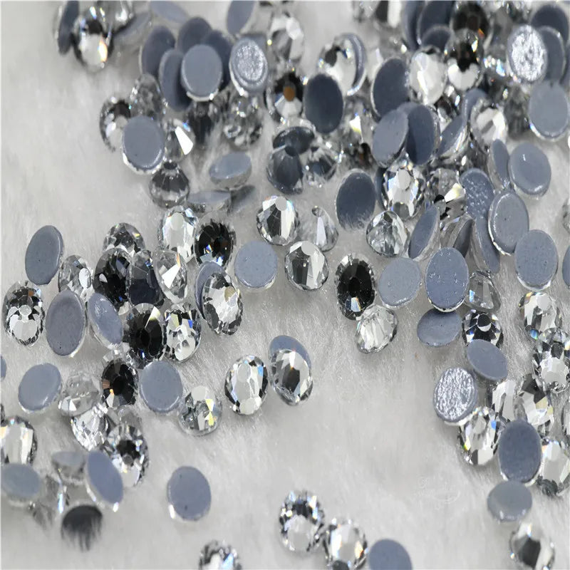 rhinestones Flatback Crystal AB Hotfix  Iron On Round Stones for clothing Decoration Crafts  ss6 ss10 ss20 ss16